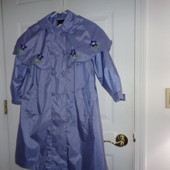 GIRL'S VINTAGE ROTHCHILD FLORAL JHOODED TRENCH COAT SIZE 8, LAVENDER - Picture 1 of 6
